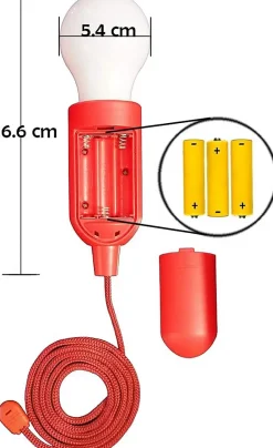 RETRO' : Ampoule LED à piles (3AAA non fournies) avec cordon. Rouge