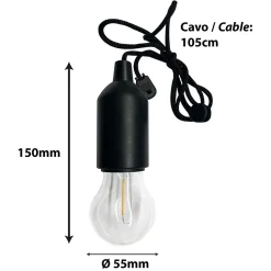 RETRO : Lampe à filament LED avec interrupteur à cordon - Lumière chaude