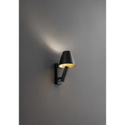 Reverse - Applique murale LED 6W pour chambre en métal, 3000K, 480 lm, orientable, lumière dans le diffuseur - Perenz - Noir