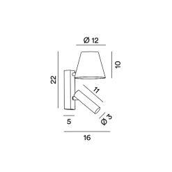 Reverse - Applique murale LED 6W pour chambre en métal, 3000K, 480 lm, orientable, lumière dans le diffuseur - Perenz - Noir
