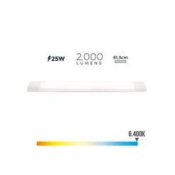 Réglette électronique Led 25w 6400k Lumière Froide 2000lm 12x61x3,1cm Edm