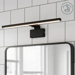 Réglette LED 3 en 1 mur miroir meuble noir L.50 cm IP44 1350lm GoodHome Craven