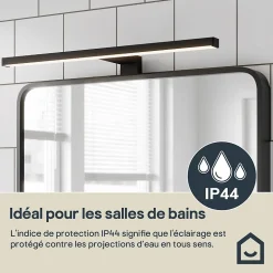 Réglette LED 3 en 1 mur miroir meuble noir L.50 cm IP44 1350lm GoodHome Craven