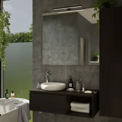 Réglette LED 3 en 1 mur miroir meuble noir L.50 cm IP44 1350lm GoodHome Craven