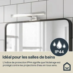 Réglette LED 3 en 1 mur miroir meuble argent IP44 900lm L.30xl.13,6xP.30cm GoodHome Craven