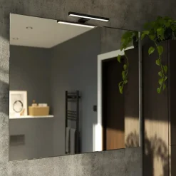 Réglette LED 3 en 1 mur miroir meuble noir L.30 cm IP44 900lm GoodHome Craven