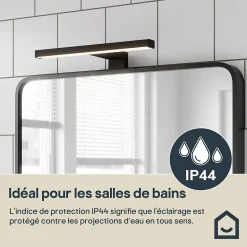 Réglette LED 3 en 1 mur miroir meuble noir L.30 cm IP44 900lm GoodHome Craven
