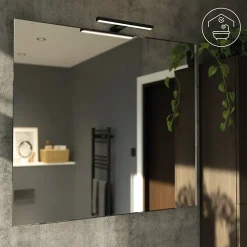 Réglette LED 3 en 1 mur miroir meuble noir L.30 cm IP44 900lm GoodHome Craven