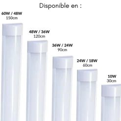 Réglette LED 60cm 18W - Blanc Neutre 4000K - 5500K - SILAMP