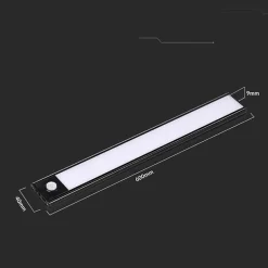 Réglette LED Rechargeable USB 60cm 2,5W Noire avec Détecteur de mouvement - Blanc Neutre 4000K - 5500K - SILAMP