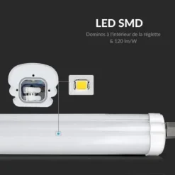 Réglette LED étanche 150cm 48W IP65 120lm/W Interconnectable - Blanc Neutre 4000K - 5500K - SILAMP