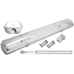 Réglette LED étanche double pour Tubes LED T8 60cm IP65 (boitier vide) - SILAMP