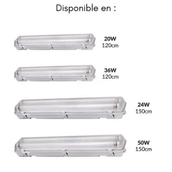 Réglette LED étanche pour 1 Tube LED T8 150cm IP65 - SILAMP
