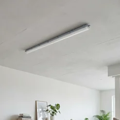 Réglette lumineuse Pagon T8 blanc neutre 2x2200lm 22W IP65 L.158,9 x l.11x H.6,4cm gris GoodHome