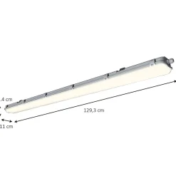 Réglette lumineuse Pagon T8 blanc neutre 2x1800lm 18W IP65 L.129,3x l.11 x H.6,4cm gris GoodHome