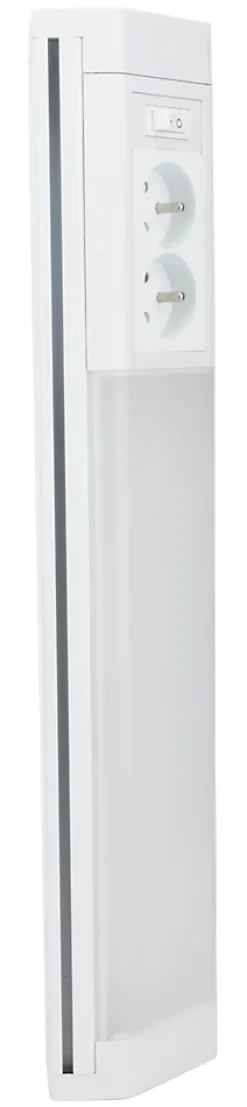 Réglette sous meuble avec prises LED intégrée blanc neutre IP20 850lm 3680W L.8xl.8,5xH.50cm Zenitech