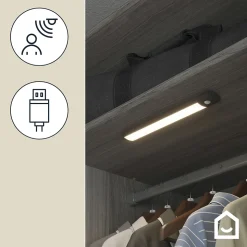 Réglette sous meuble Fiennes LED intégrée blanc neutre IP20 120lm 1.9W L.27xl.4,1xH.2cm noir GoodHome