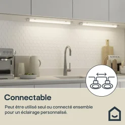 Réglette sous meuble Hartog LED intégrée blanc neutre IP20 1260lm 11W L.60xl.6,3xH.2,4cm blanc GoodHome