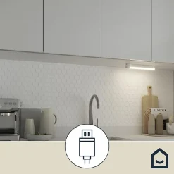 Réglette sous meuble Sarnia LED intégrée blanc neutre IP20 dimmable 300lm 4.5W L.34xl.3,3xH.4 cm blanc GoodHome