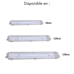 Réglette étanche double pour Tube LED T8 120cm IP65 (Boitier vide) (Pack de 8) - SILAMP