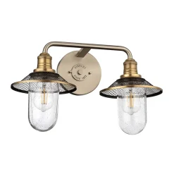 Rigby Hinkley Applique Murale à 2 Lumières Nickel Antique avec Laiton Héritage IP44
