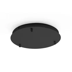 Rosace ronde en métal Alice noire IP20 pour suspensions - Base de plafond moderne, connexion 3 trous, installation facile