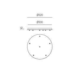 Rosace ronde en métal Alice noire IP20 pour suspensions - Base de plafond moderne, connexion 6 trous, installation facile