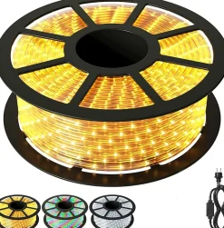 Ruban a Led Lumineux Flexible 360 Leds Tension 220 240V Duree de Vie Nominale 50000 Heures Applications Multiples Beige 10M