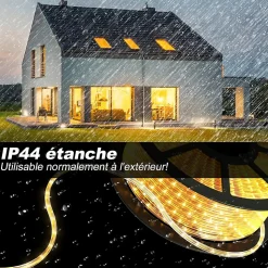 Ruban a Led Lumineux Flexible 1080 Leds Puissance 55W Tension 220 240V Duree Nominale 50000 Heures Beige 30M