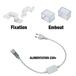 RUBAN LED CHANTIER IP67 230V 1650Lm 50M Double Rangée 2835 silicone Etanche Blanc Froid 6000K