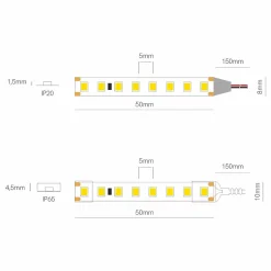 Ruban LED Fine 79 - 24 V, 10 W/m, IRC 80, IP65, 2700 K - Bobine de 5 m - Beneito Faure - Ruban LED intérieur et extérieur