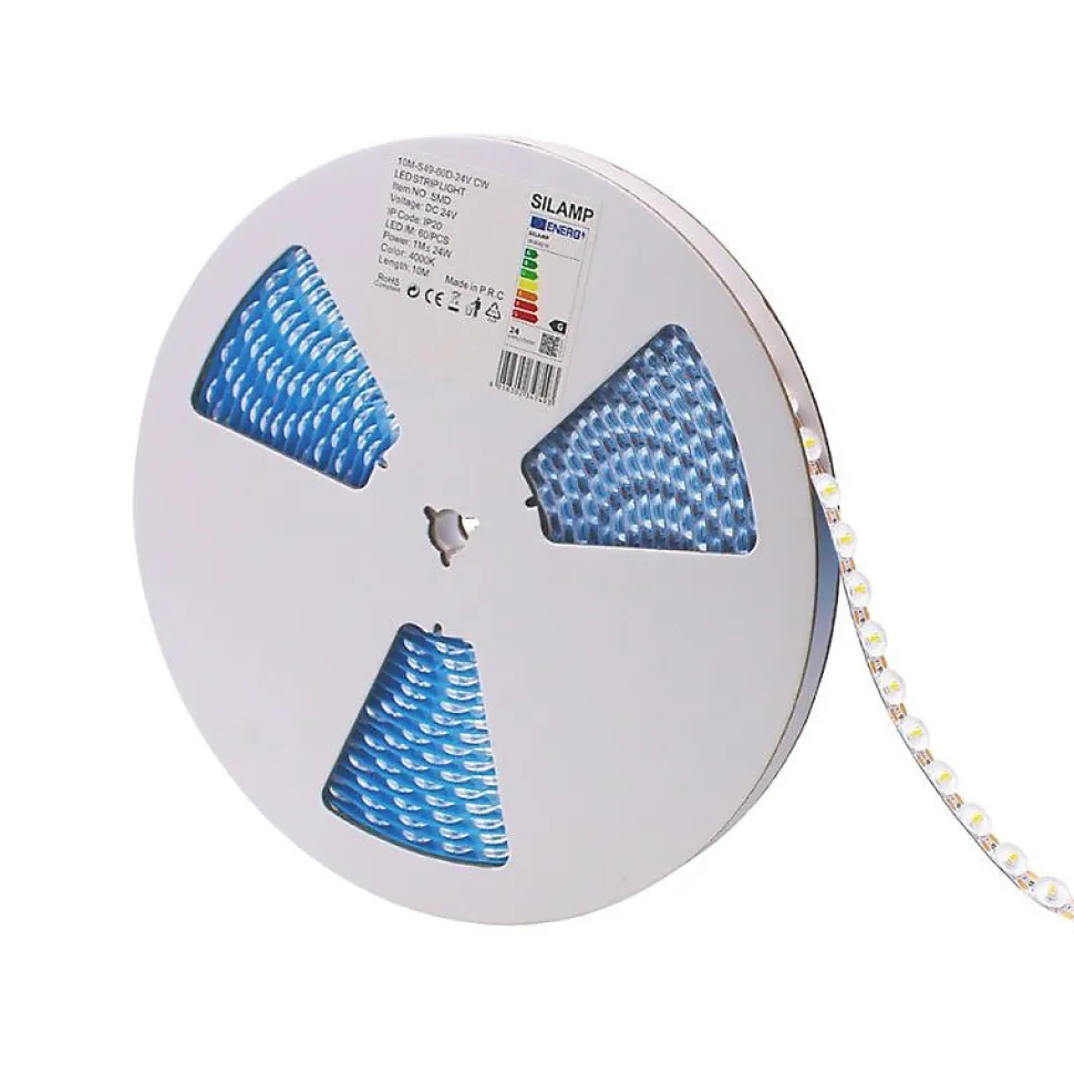 Ruban LED 10M 24V 24W/M SMD IP20 pour Enseigne Lumineuse - Blanc Neutre 4000K - 5500K - SILAMP