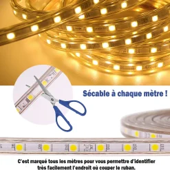 Ruban Led sécable 2835 120Led/m en silicone 50 Mètres Etanche IP67 BLEU