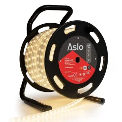 Ruban LED 7W sur Enrouleur 25m - Guirlande Lumineuse Blanche 4000K - Pour Intérieur Extérieur Façade Maison Evènement ASLO