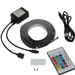 Ruban lumineux synchronisation musicale Baldaia LED intégrée variation de couleurs IP20 dimmable 5W L.400cm noir GoodHome