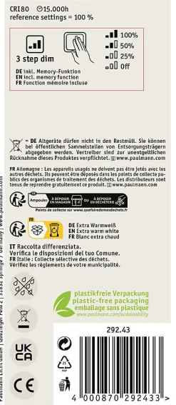 Rustic Shine Standard 230 V Ampoules LED E27 Filament en forme de S 170lm 4,2W 1800K gradable Verre fumé