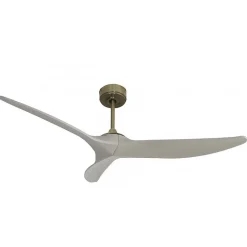 Samourai - Super destratificateur et ventilateur DC 152 cm laiton sur pales blanches idéal 80 à 100 m²