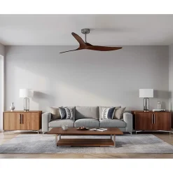 Samourai - Super destratificateur et ventilateur DC 152 cm chrome brossé sur pales bois cerisier sombre idéal 80 à 100 m²