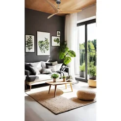 Samourai chrome Super destratificateur et ventilateur DC 152 cm pales bois clair idéal 80 à 100 m²