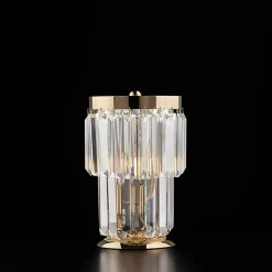 Schubert Lampe de table en fer et laiton doré avec strass 1 lumière H.24 d.15 BL272-LT-OR