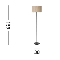 Searchlight - Lampadaire Meadow 1 lumière, abat-jour en gazon naturel et métal noir