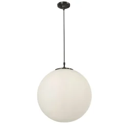 Searchlight Atom - Abat-jour en verre opale à suspension à 1 ampoule, E27