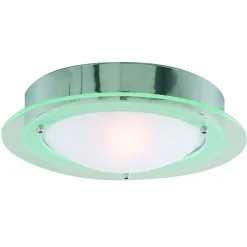 Searchlight Bathroom Flush - Plafonnier affleurant de salle de bains à 1 ampoule ronde Chrome IP44, E14