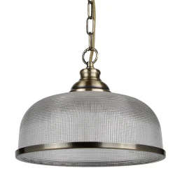 Searchlight Bistro - Plafonnier Dome 1 Lumière Blanc, Laiton Antique, Verre, E27