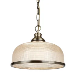 Searchlight Bistro - Plafonnier Dome 1 Lumière Blanc, Laiton Antique, Verre, E27