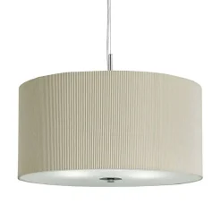 Searchlight Drum Pleat - Suspension à 3 ampoules au fini chrome, crème avec diffuseur et abat-jour en verre, E27