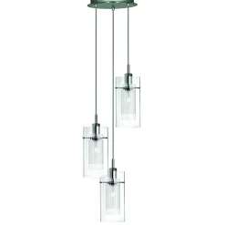 Searchlight Duo 1 - Luminaire suspendu à 3 ampoules, chrome, verre, E14
