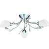 Searchlight Gardenia - Plafonnier semi-affleurant à 3 bras multiples, chrome, cristal et verre opale, E14