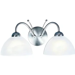 Searchlight Milanese - Applique murale d'intérieur à 2 ampoules en verre argenté satiné, E14