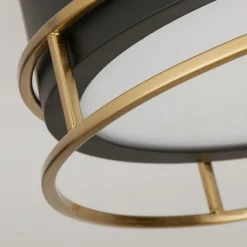 Searchlight Pheonix Plafonnier Phoenix à 2 ampoules, noir, laiton, verre dépoli